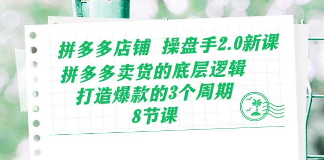 拼多多店铺操盘手2.0新课，拼多多卖货的底层逻辑，打造爆款的3个周期（8节）-北向