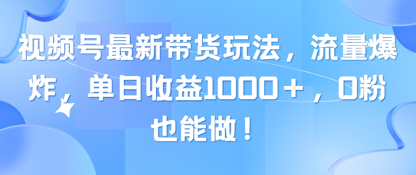 （10858期）视频号最新带货玩法，流量爆炸，单日收益1000＋，0粉也能做！-北向