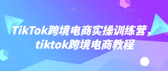 TikTok跨境电商实操训练营，tiktok跨境电商教程-北向