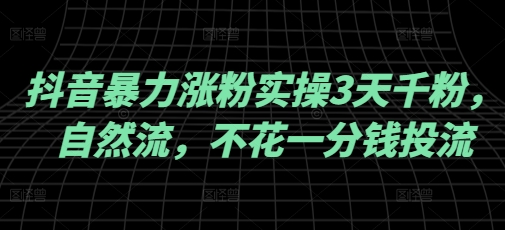 抖音暴力涨粉实操3天千粉，自然流，不花一分钱投流，实操经验分享-北向