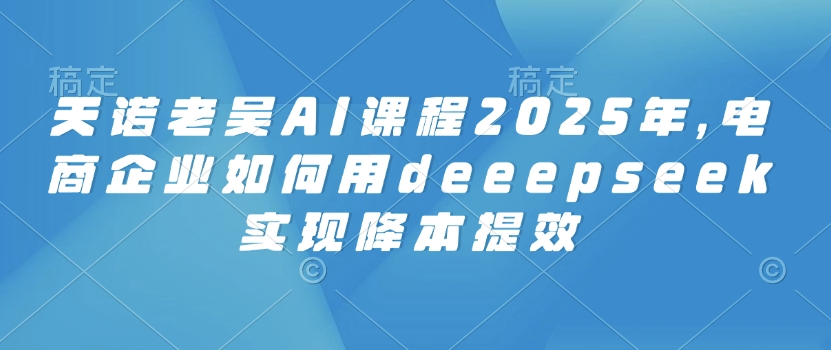 天诺老吴AI课程2025年，电商企业如何用deeepseek实现降本提效-北向