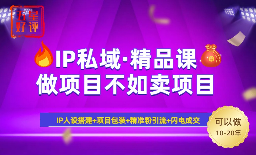 （14406期）2025年“IP私域·密训精品课”，日赚3000+小白避坑年赚百万，暴力引流…-北向