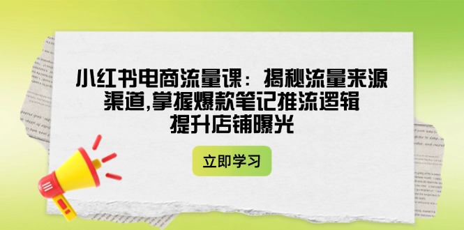 （14318期）小红书电商流量课：揭秘流量来源渠道,掌握爆款笔记推流逻辑,提升店铺曝光-北向